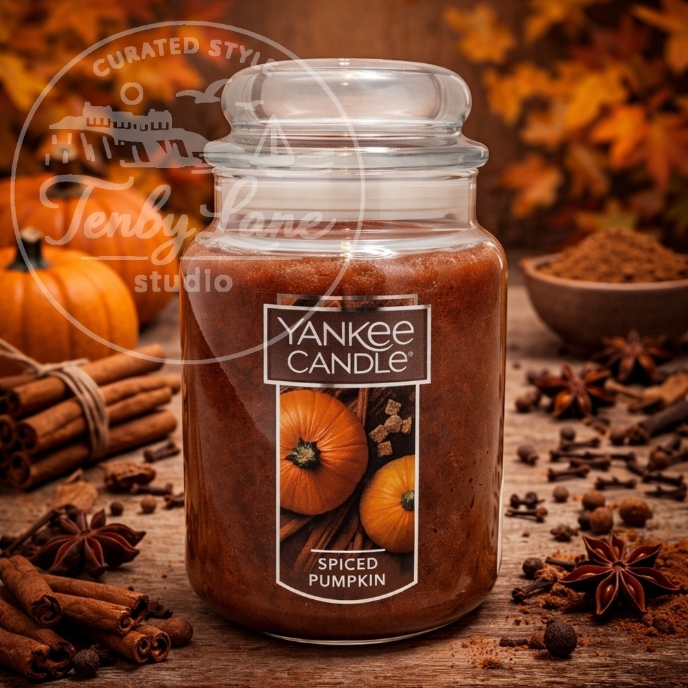 Yankee Candle Spiced Pumpkin 22oz Large Jar Single Wick Classic Fall Scent